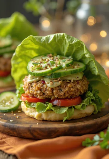 Nyers vegán burger friss zöldségekkel