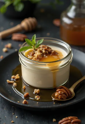 Pekándiós panna cotta tálalva
