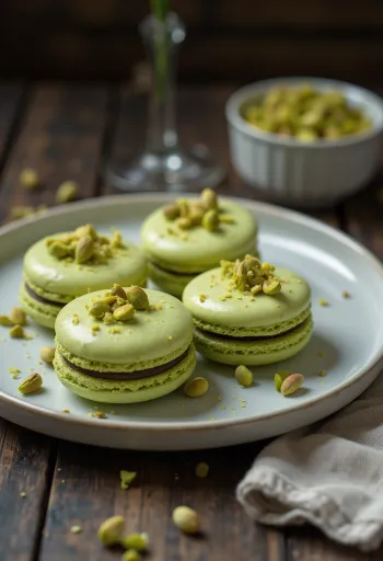 Pisztáciás macaron tálalva