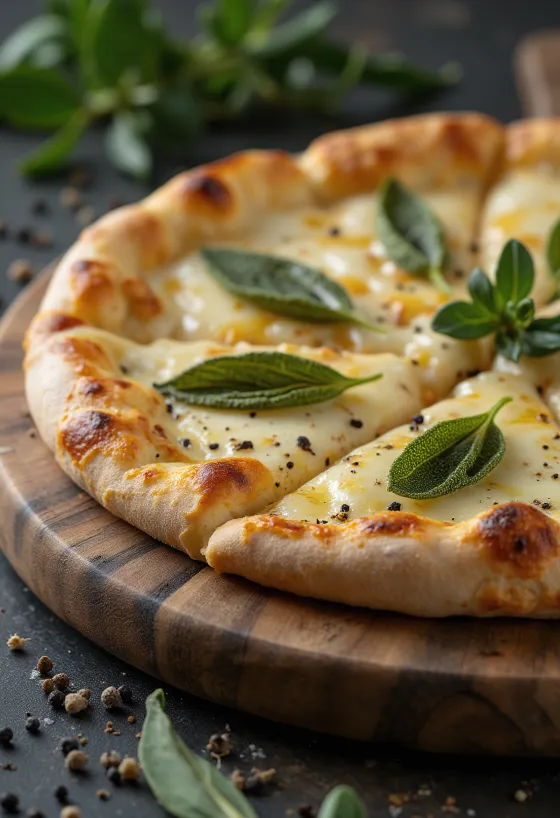Pizza alla Salvia zsályával és sajttal