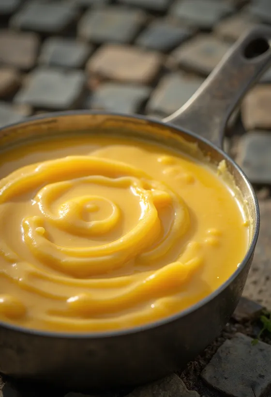 Sörös cheddar tejszínes mártás tálalva