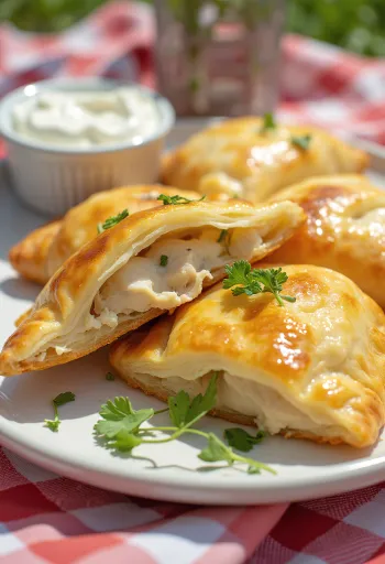 Tárkonyos csirkés empanada tálalva