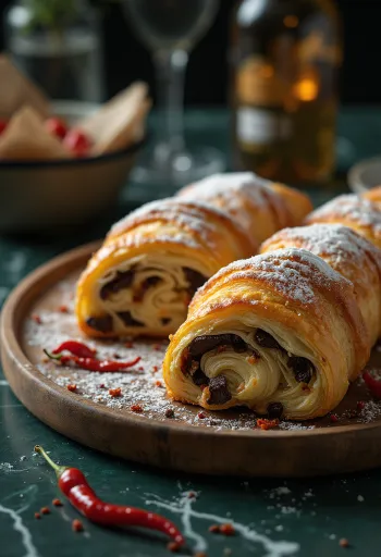 Tüzes chilis Stollen szeletek tálalva