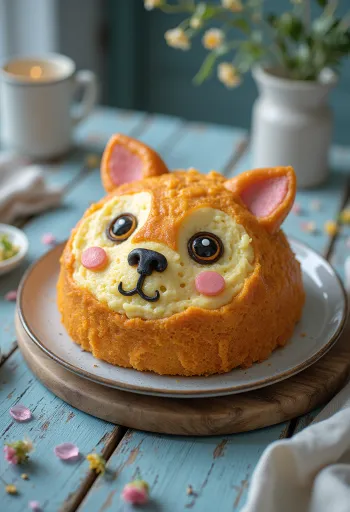 Állatformás torta fondant borítással és csokoládéforgács díszítéssel