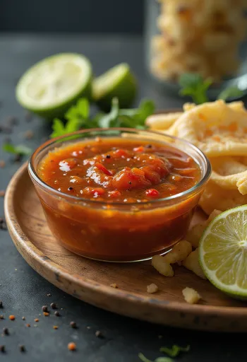 BBQ lime-chilis szósz tálalva