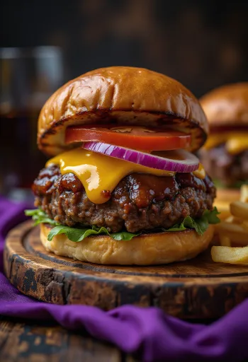 BBQ steakburger tálalva