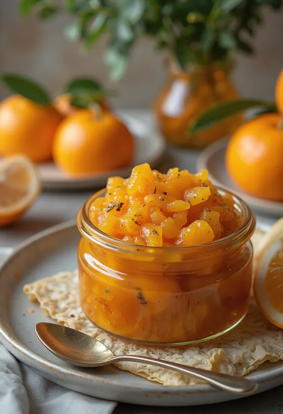 Édes-savanyú narancsos chutney tálalva