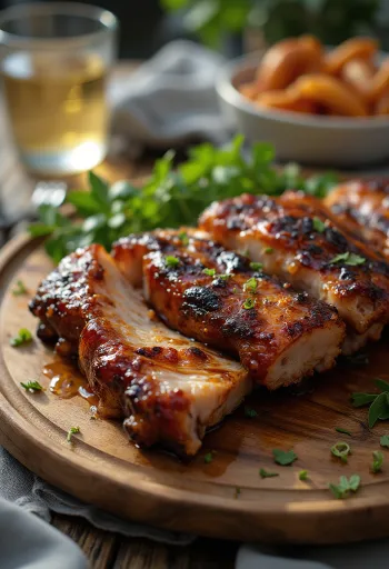 Grillezett oldalas tálalva friss körettel