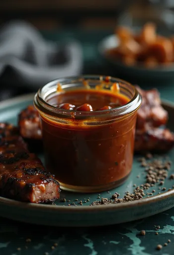 Karamellizált hagymás barbecue szósz tálalva