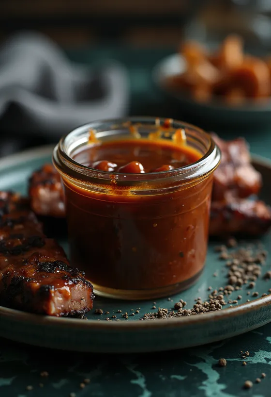Karamellizált hagymás barbecue szósz tálalva