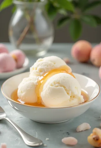 Licsis joghurt fagylalt friss licsivel tálalva