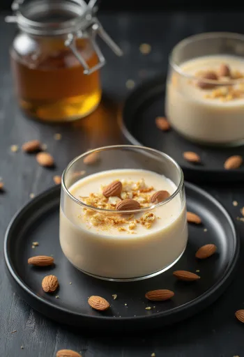 Mandulás panna cotta tálalva