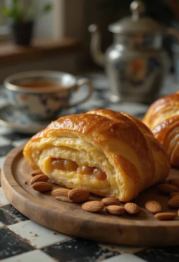 Marcipános croissant tálalva