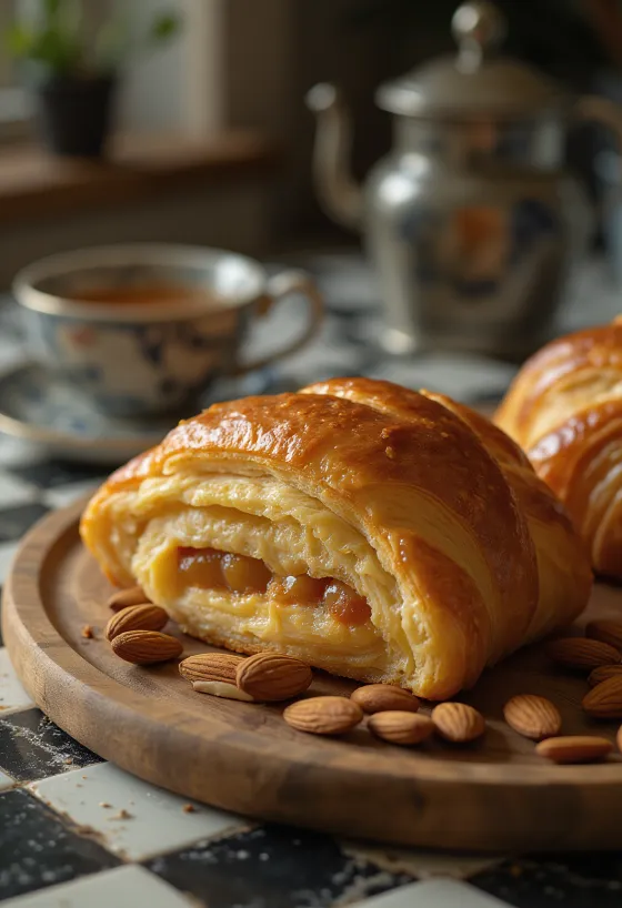 Marcipános croissant tálalva