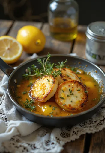 Saganaki halloumi sajttal, ropogósra sült sajtszeletek citrommal és oregánóval tálalva