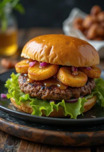 Sült Banános Burger tálalva