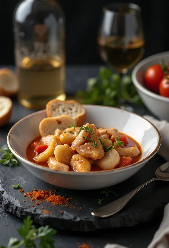 Callos fehérborral tálalva