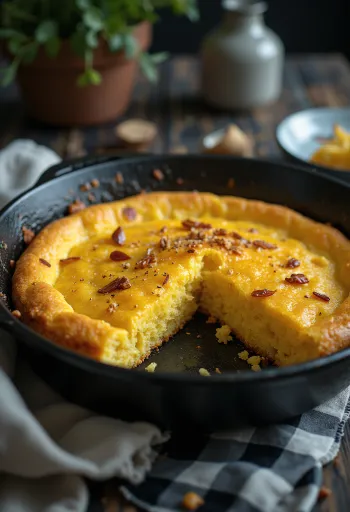 Fűszeres cornbread szeletek, rusztikus tálalásban, aranybarnára sülve