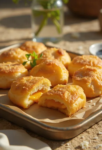 Fry bake sajttal, ropogós tésztával és olvadó sajttal a közepében