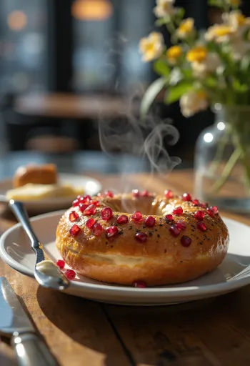 Gránátalmás-mézes bagel frissen sütve