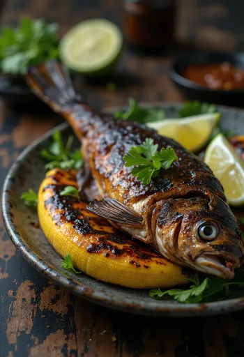 Ikan bakar szójaszósszal, grillezett hal lime-mal és korianderrel