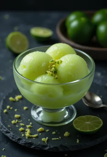 Lime Sorbet tálalva