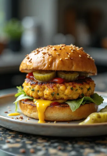 Padlizsános burger friss zöldségekkel