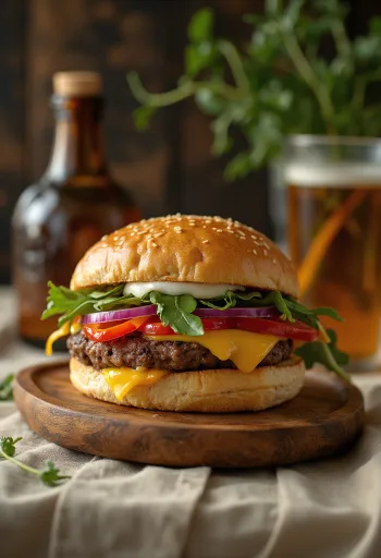 Sült paprikás burger tálalva