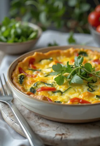 Tésztamentes zöldséges quiche szeletelve