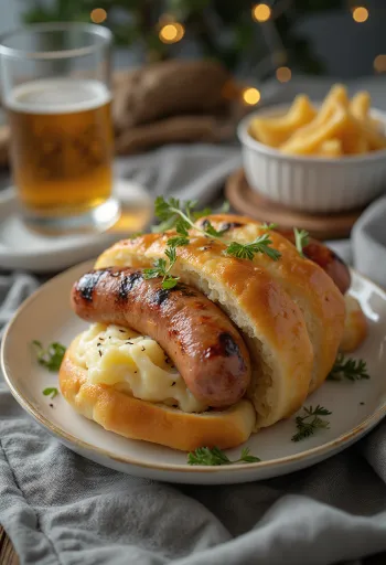 Tunnbröd tunnbrödsrulle hot dog és burgonyapüré töltelékkel