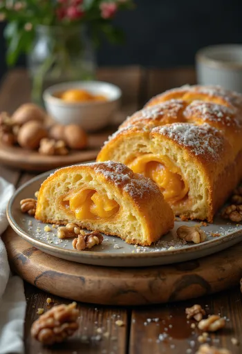 Édesburgonyás Stollen szeletek tálalva