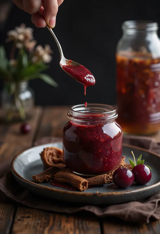 Fahéjas szilvás chili szósz tálalva