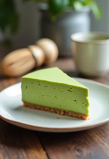 Keto matcha sajttorta szelet