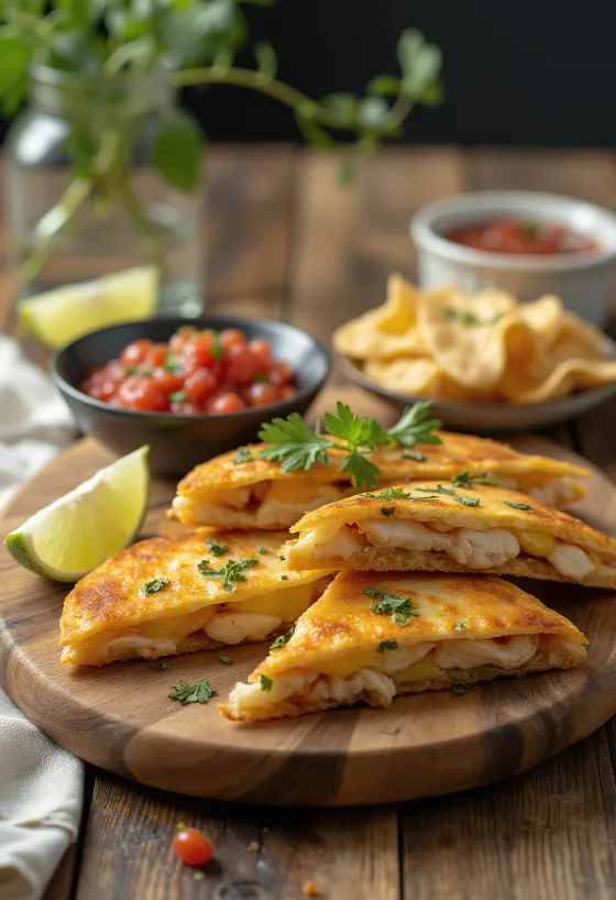 Quesadilla salsával, csirkehússal és sajttal