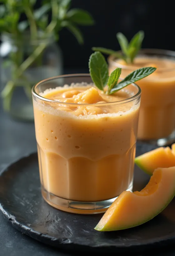 Sárgadinnyés smoothie pohárban tálalva
