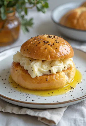 Szarvasgombás és mozzarellás bao bun tálalva