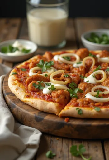 Tandoori chicken pizza indiai fűszerezéssel és korianderrel