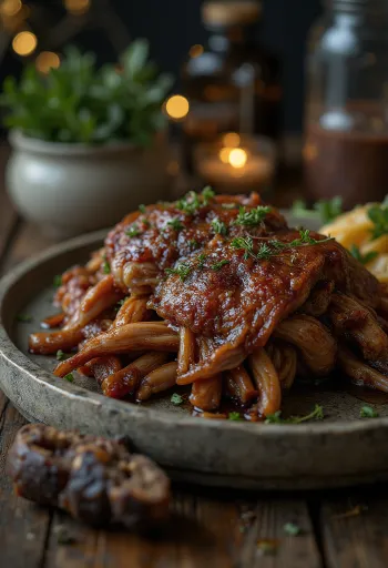 BBQ vaddisznó lapocka tálalva