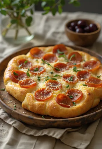 Chorizós és parmezános focaccia tálalva