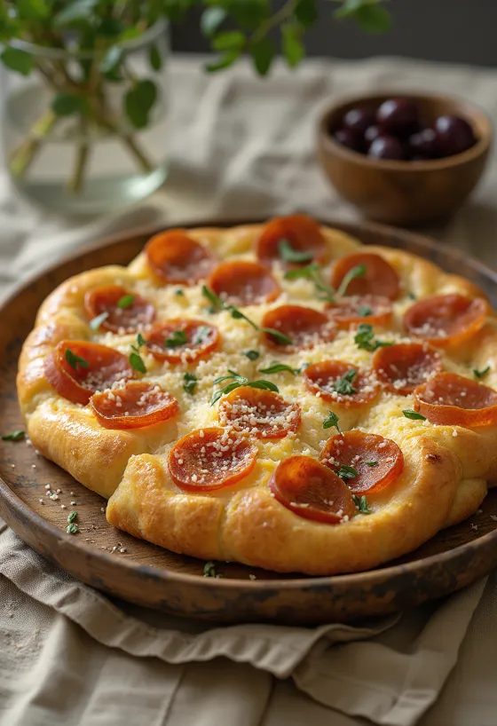 Chorizós és parmezános focaccia tálalva
