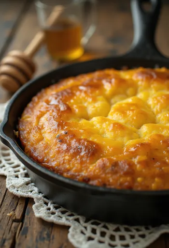 Mézes cornbread szeletek, szépen tálalva egy egyszerű tányéron