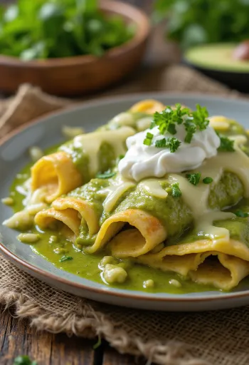 Enchilada verde tálalva