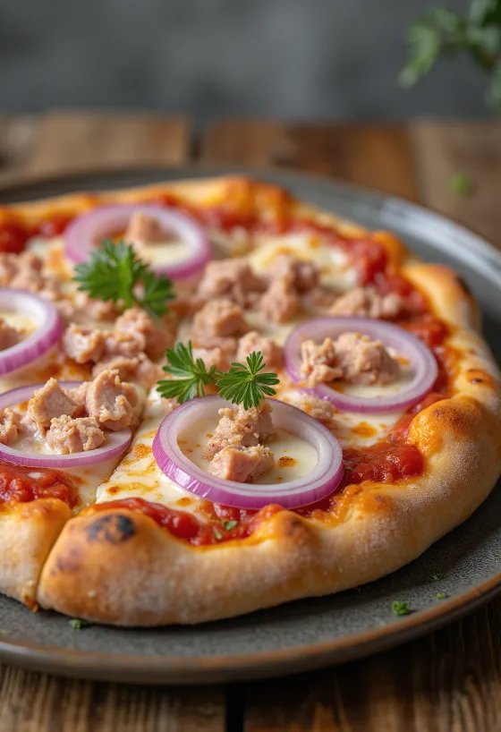 Pizza al Tonno e Cipolla tonhallal és vöröshagymával