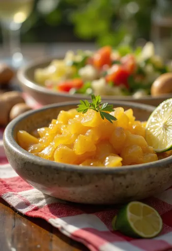 Rozmaringos tequilás gyömbér chutney tálalva
