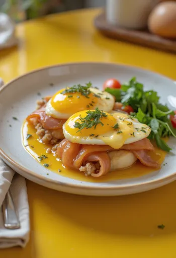 Vegetáriánus saltimbocca padlizsánnal, növényi sonkával és zsályával, fehérboros szósszal tálalva