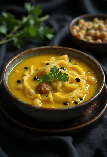 Sambar tamarinddal, friss korianderrel tálalva