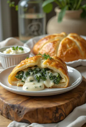 Frissen sült tejszínes-spenótos calzone