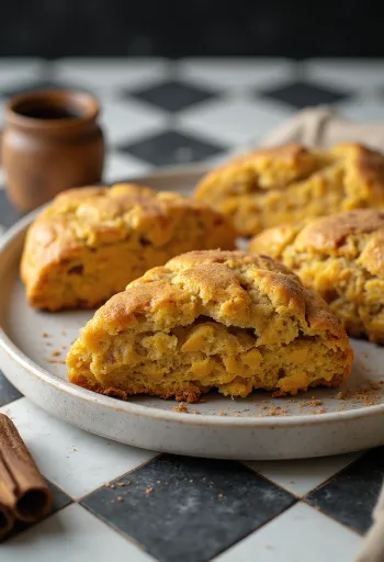 Tökös-fahéjas vegán scone tálalva