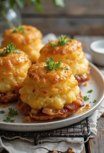 Yorkshire pudding bacon darabokkal, frissen tálalva