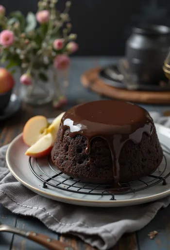 Almás-csokoládés torta elegáns tálalásban